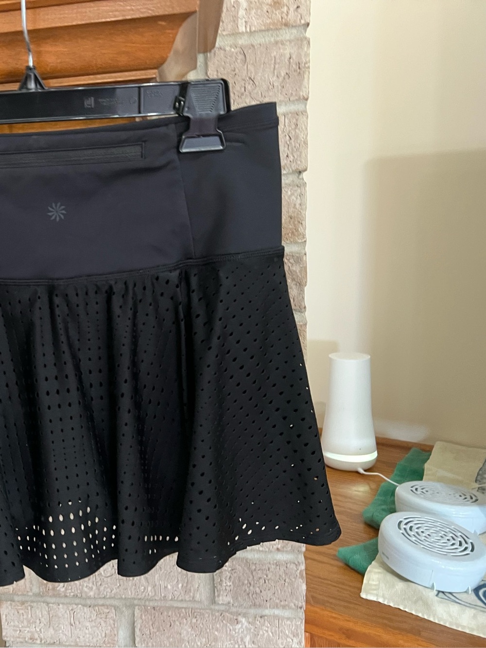 Athleta Black Perforated Circle Skirt with Zip Pocket